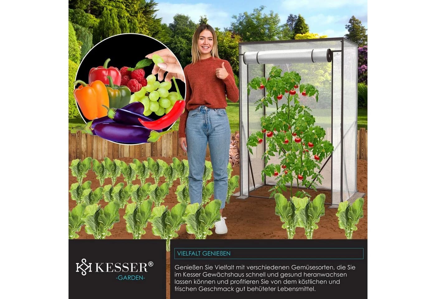 KESSER Premium Tomatengewächshaus Foliengewächshaus mit Aufrolltür - Bild 5