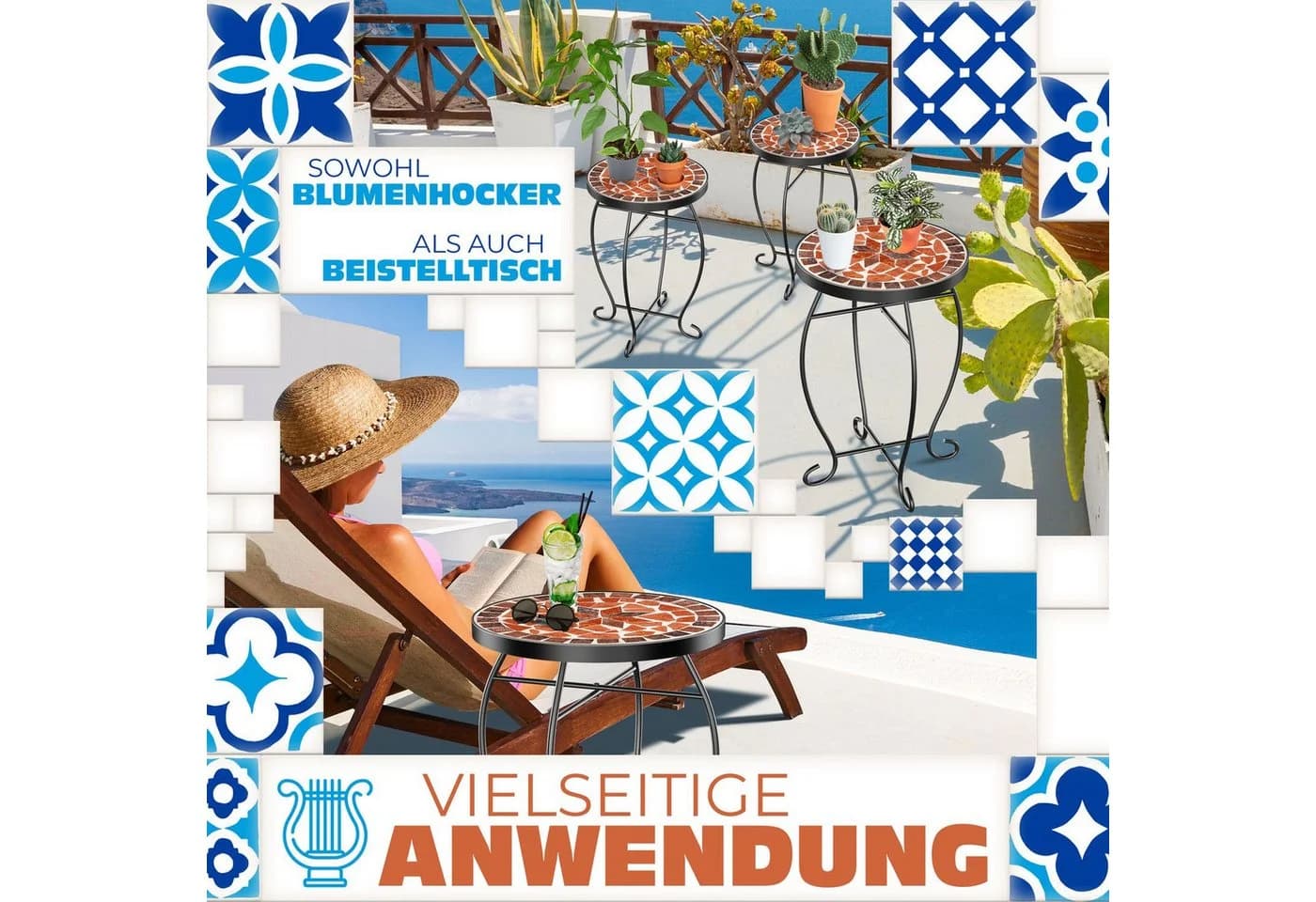 KESSER Mosaiktisch Rund Metall Bunt Garten - Bild 3
