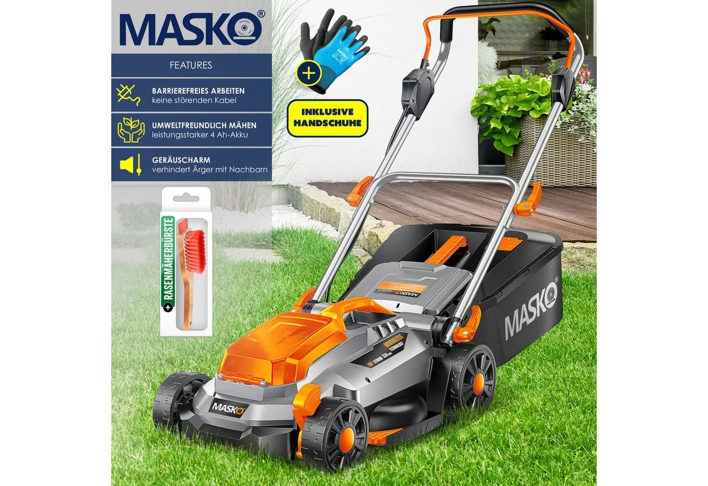 MASKO Akkurasenmäher ECO-X10 33cm Schnittbreite 18V Akku - Bild 4