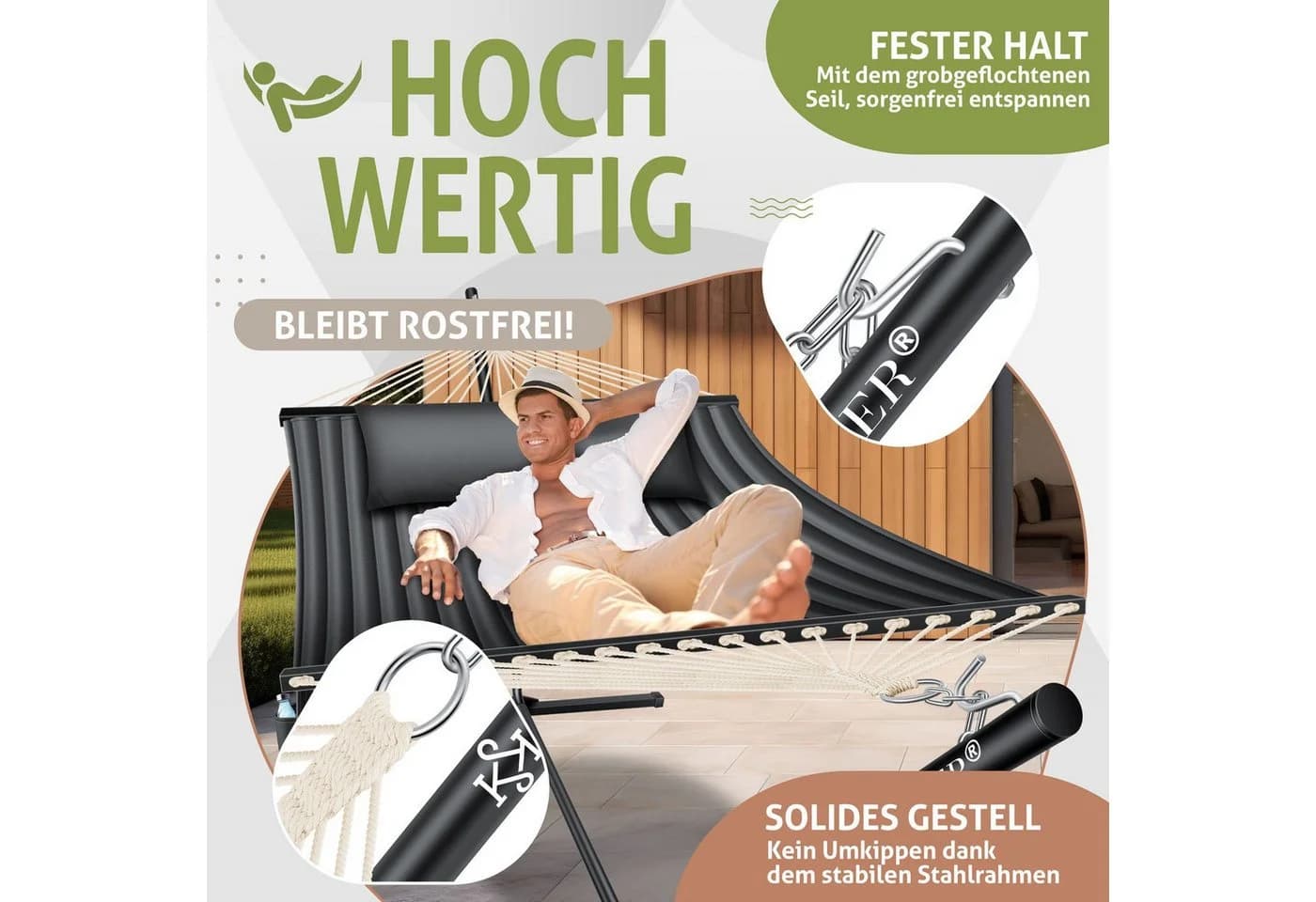 KESSER Hängematte HILL mit Gestell Anthrazit 200kg Belastbarkeit - Bild 5