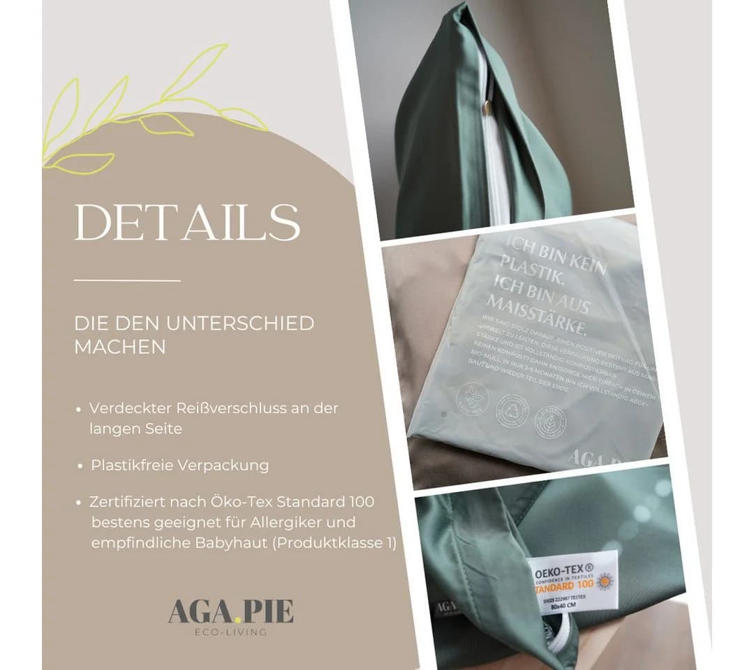 AGA.PIE Kissenbezug Bambus Lyocell Satin-Art Beige - Bild 5