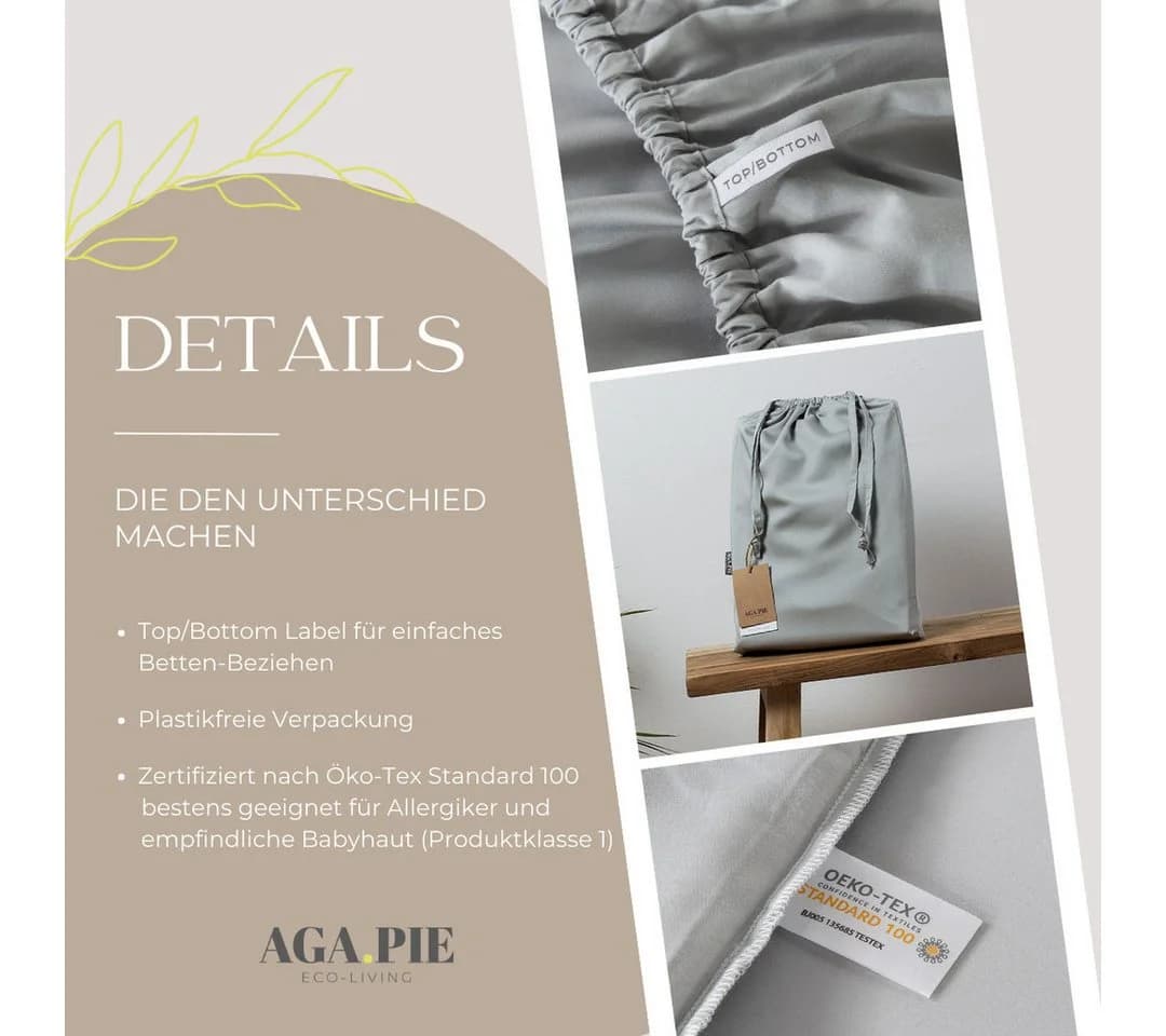 AGA.PIE Spannbettlaken Leinen Bambus Dunkelgrün - Bild 5