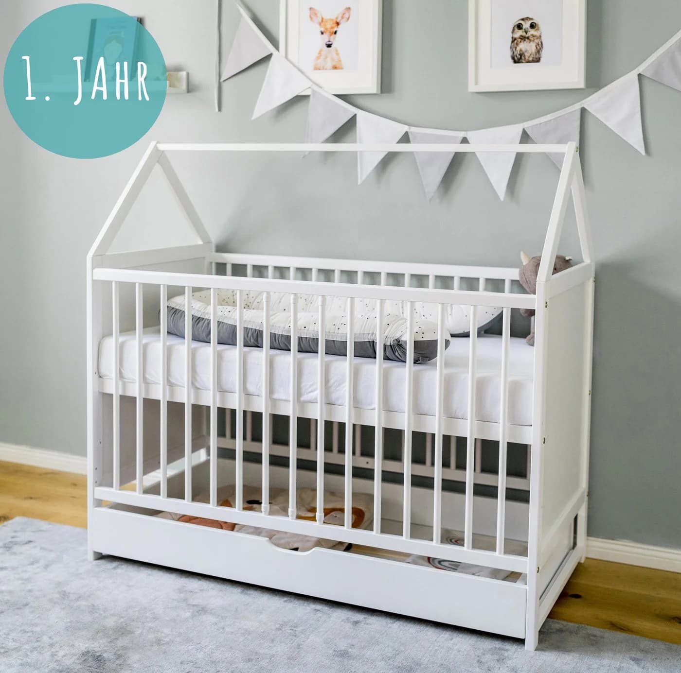 Kids Collective Babybett Weiß Umbaubar Mit Schublade - Bild 3