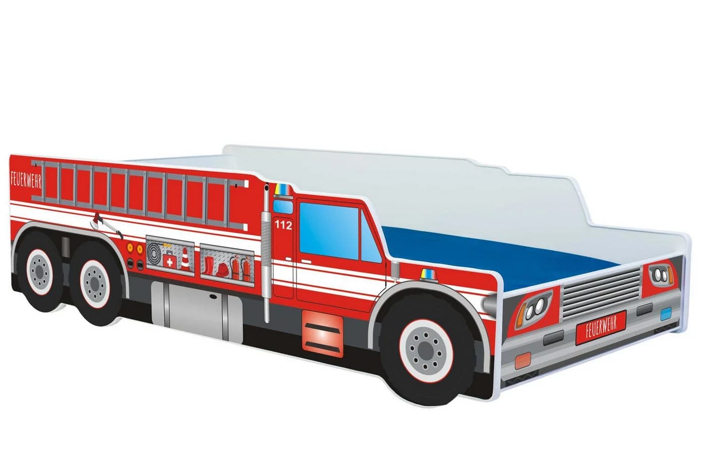 Kids Collective Autobett Kinderbett mit Rausfallschutz Feuerwehr