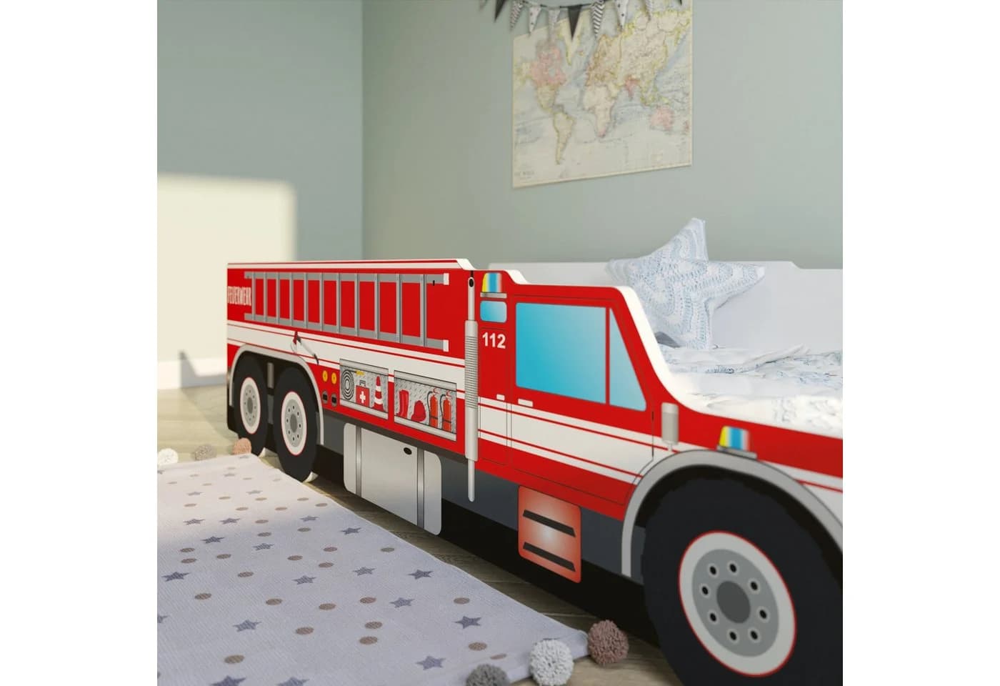 Kids Collective Autobett Kinderbett mit Rausfallschutz Feuerwehr - Bild 4