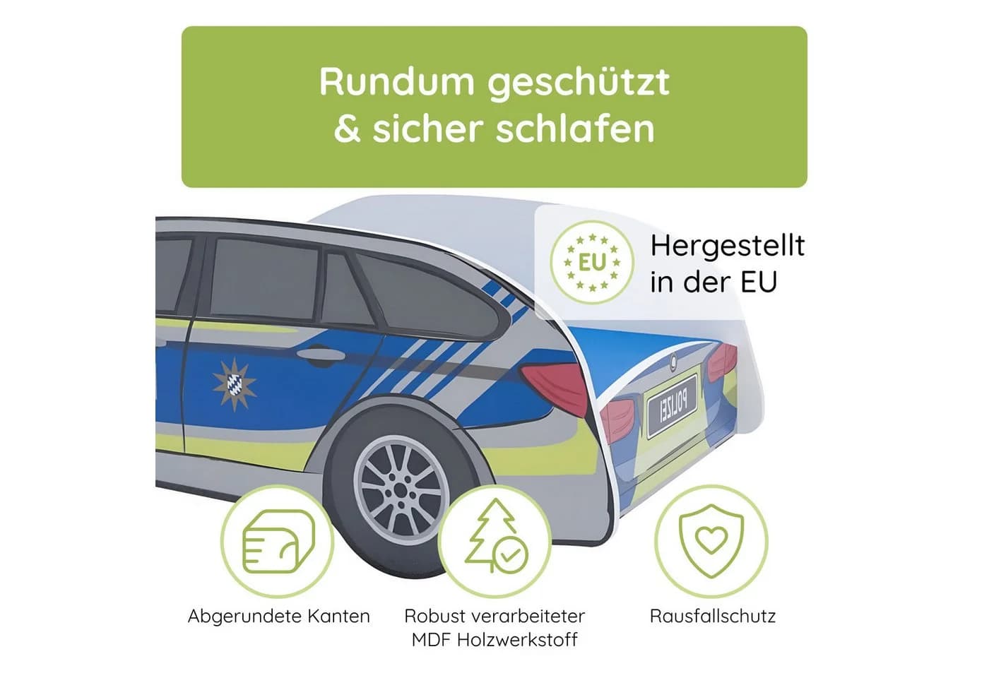 Kids Collective Autobett Kinderbett Polizei mit Rausfallschutz - Bild 4