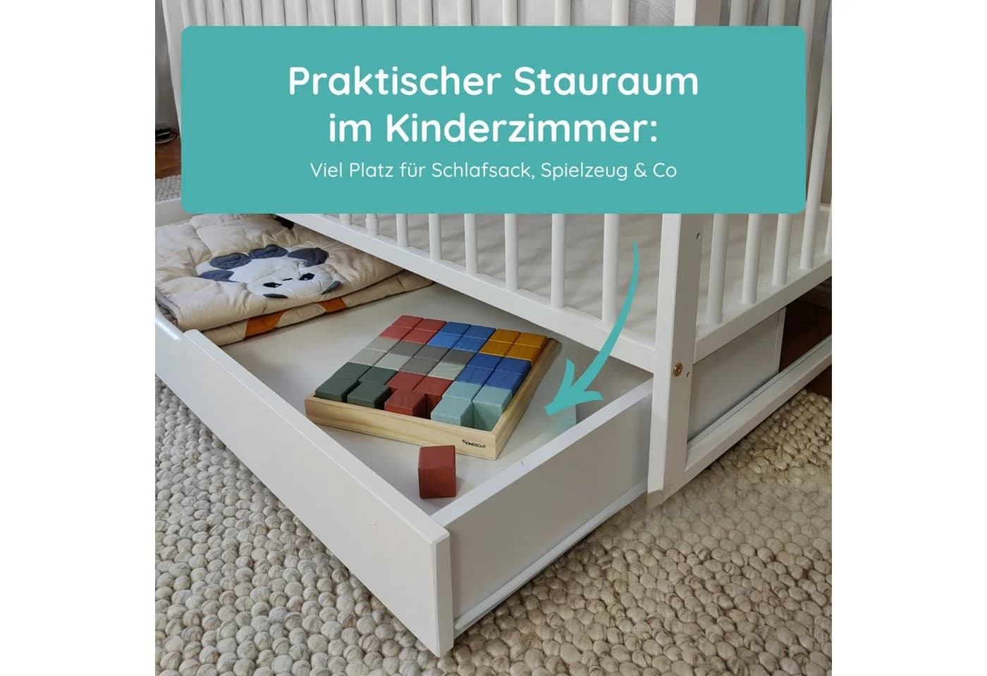Kids Collective Babybett Weiß Massivholz mit Schublade und Lattenrost - Bild 4