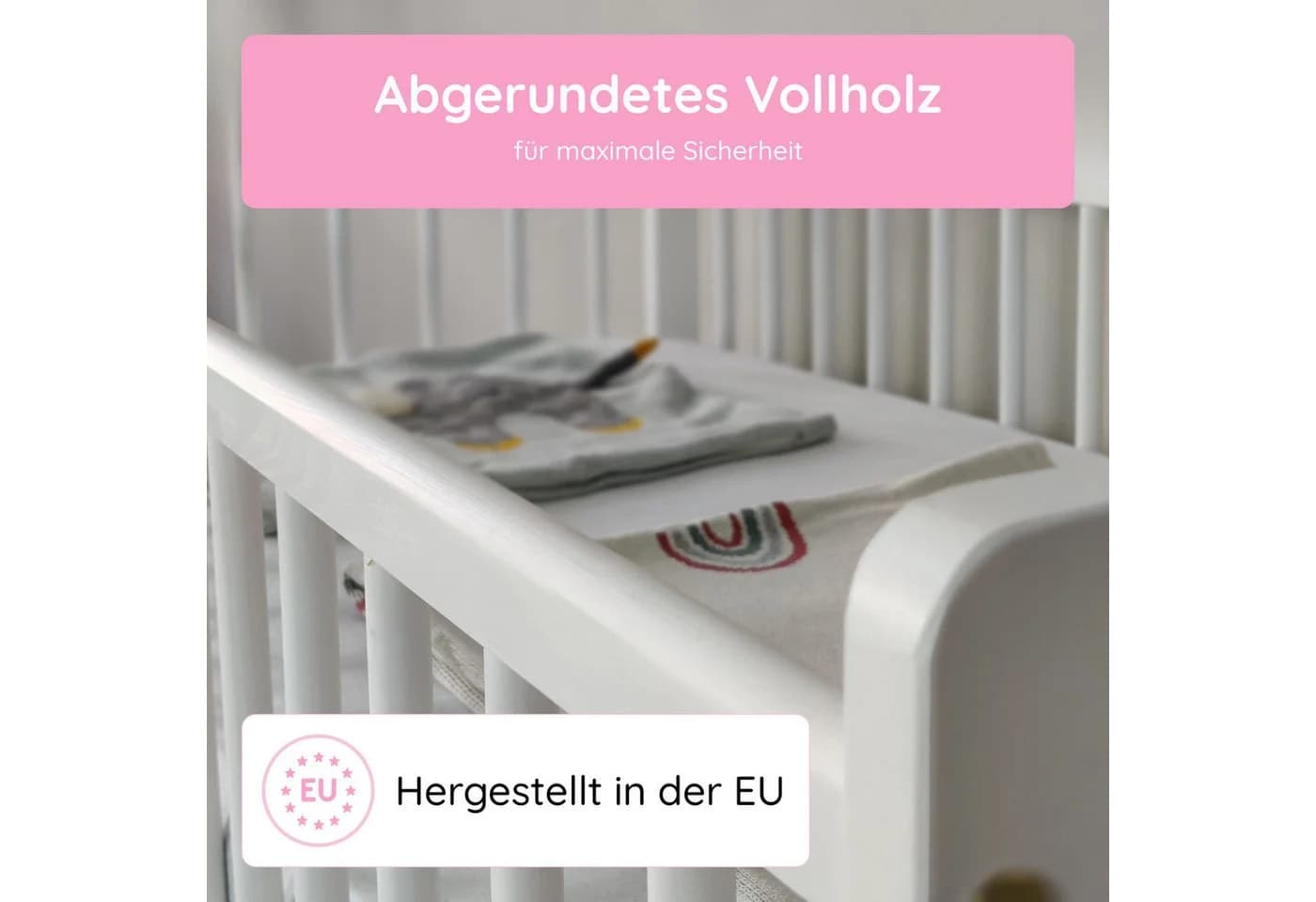 Kids Collective Babybett Weiß Massivholz mit Schublade und Lattenrost - Bild 5