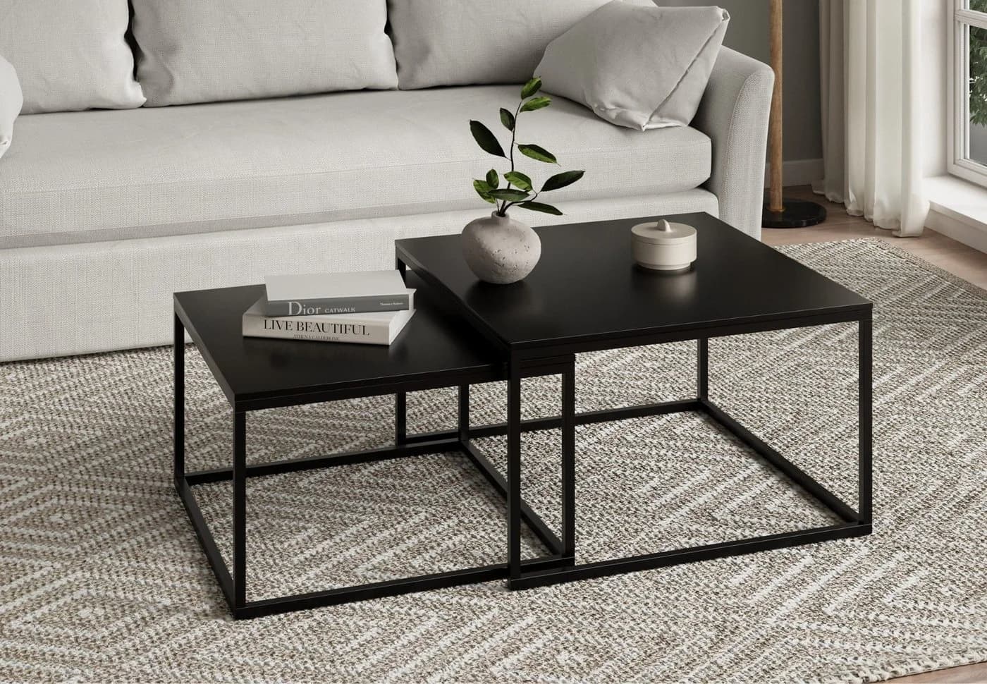 Home Collective Couchtisch 2er Set Schwarz Loft Design Verschachtelung - Bild 2