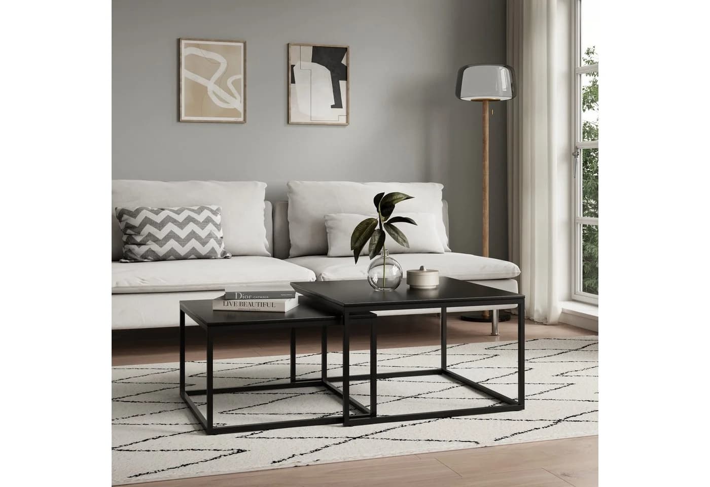 Home Collective Couchtisch 2er Set Schwarz Loft Design Verschachtelung - Bild 3