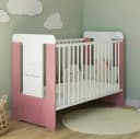 Kids Collective Babybett höhenverstellbar mit Matratze Weiss Rosa Bild 1