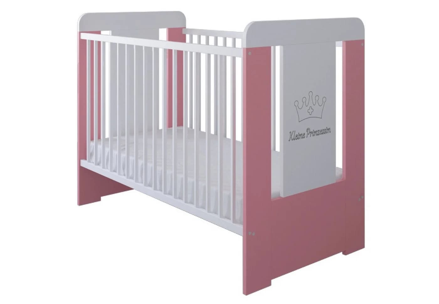 Kids Collective Babybett höhenverstellbar mit Matratze Weiss Rosa - Bild 2