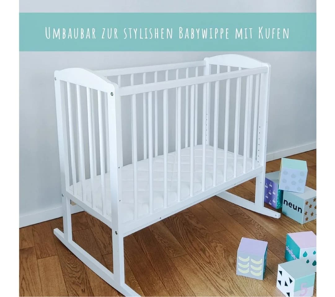 Kids Collective Beistellbett Weiß Umbaubar mit Matratze - Bild 5