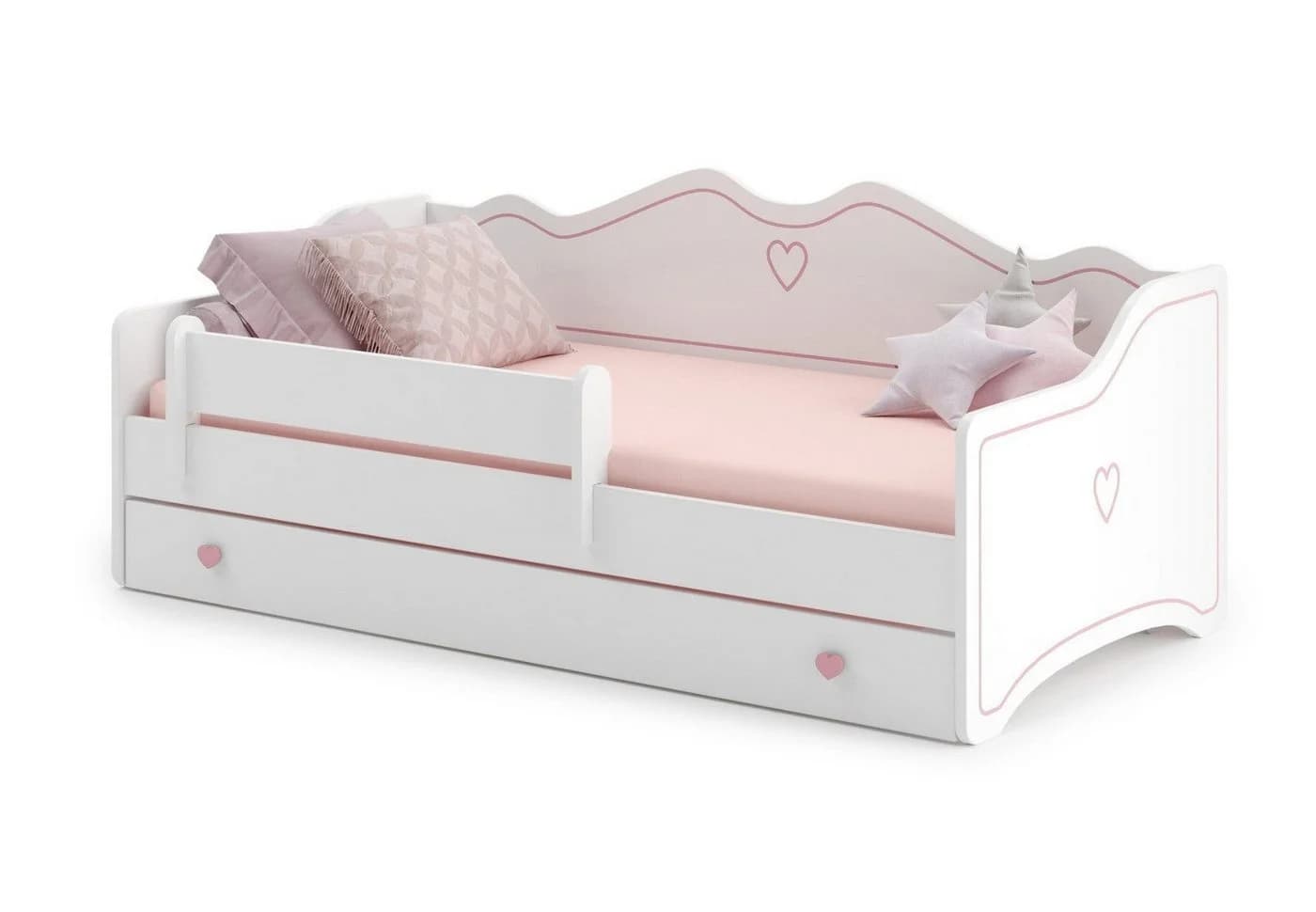 Kids Collective Kinderbett Rosa Weiß mit Matratze und Schublade