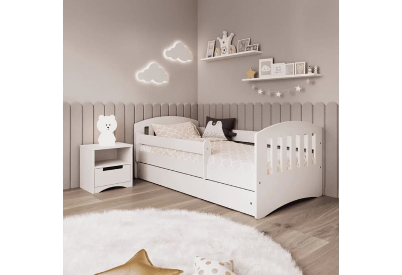 Kids Collective Kinderbett 80x180 cm Weiß mit Matratze & Schublade