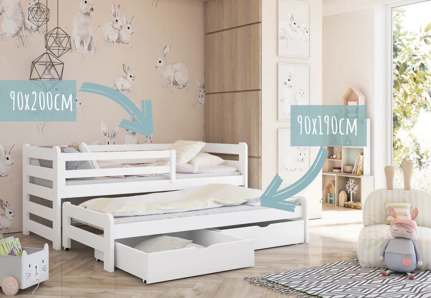Kids Collective Jugendbett mit Gästebett und Schubladen Weiß - Bild 5