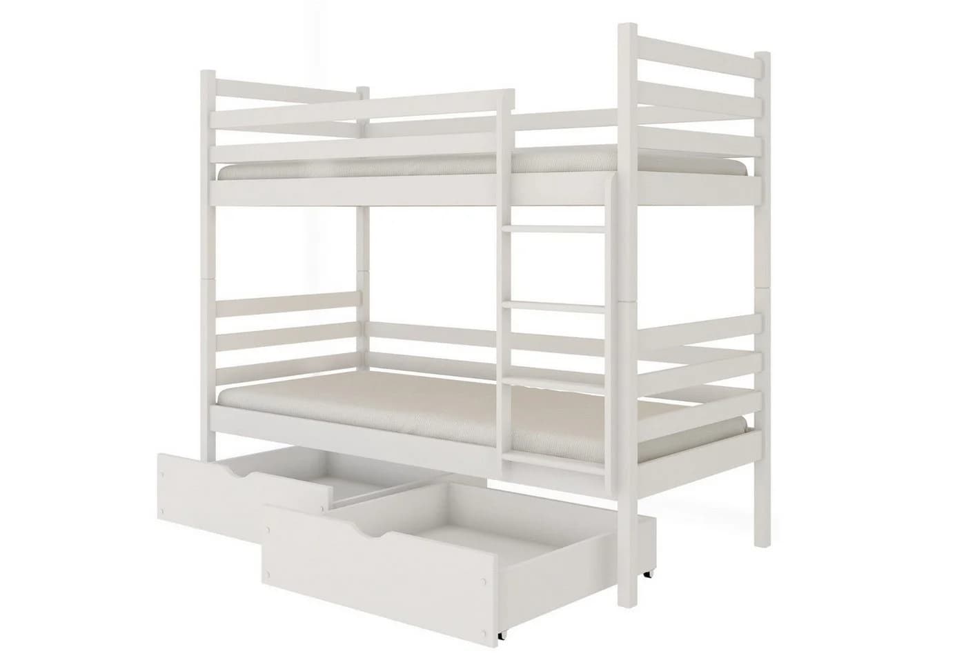 Kids Collective Etagenbett Hochbett 90x200 mit 2 Schubladen Kinderbett mit Rausfallschutz, in weiß