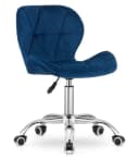 Home Collective Drehstuhl Blau Samt mit Chromfuß Bild 2