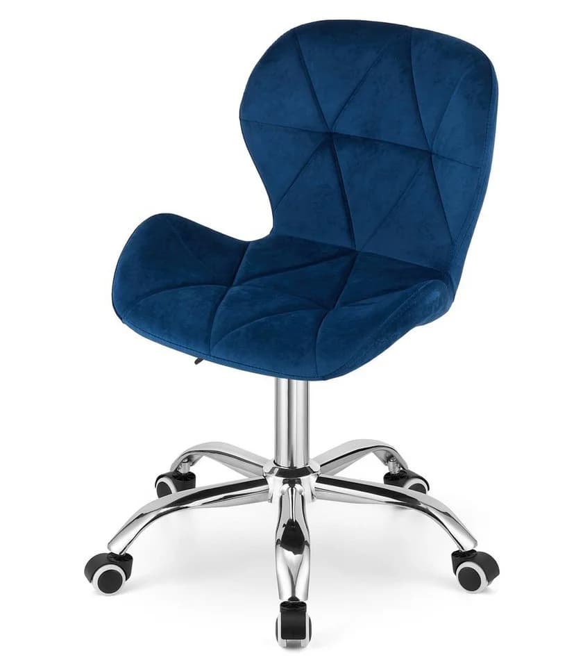 Home Collective Drehstuhl Blau Samt mit Chromfuß - Bild 3