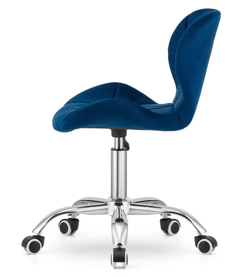 Home Collective Drehstuhl Blau Samt mit Chromfuß - Bild 4