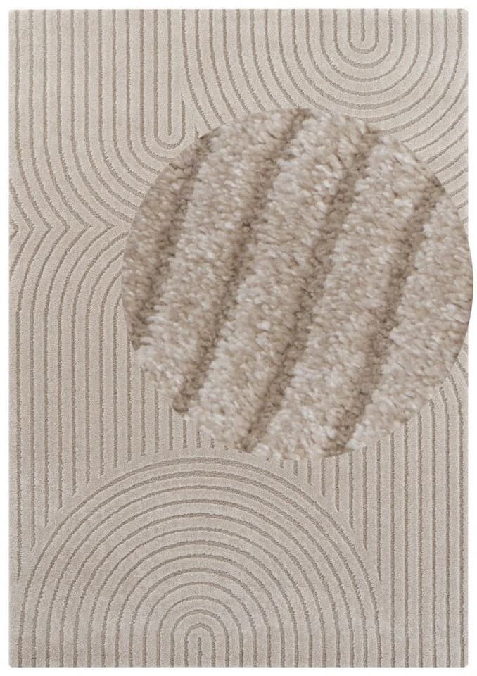 ELLE DECORATION Panglao Teppich Beige Kurzflor 3D Optik
