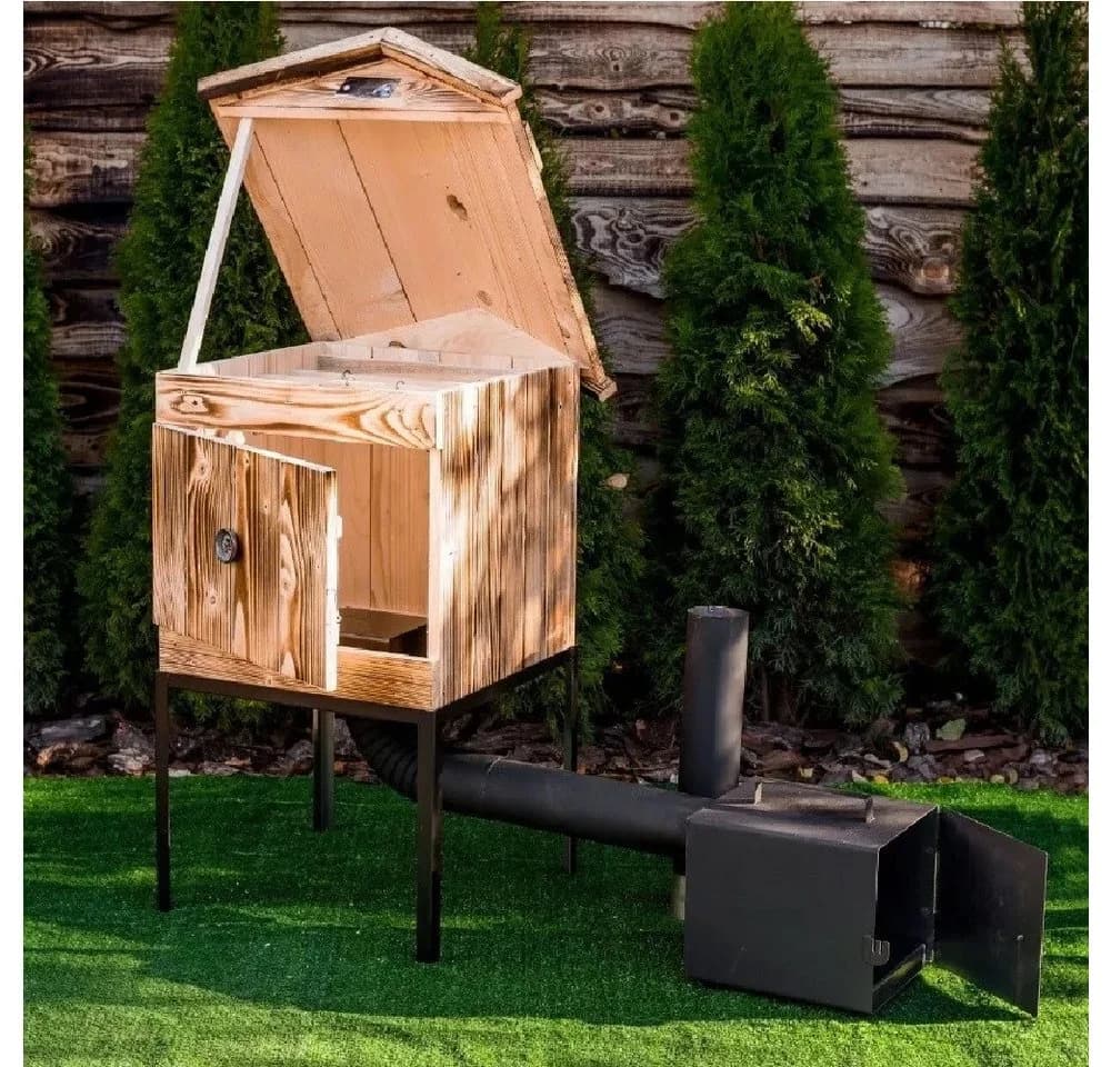 QLS Räucherofen mit Räucherkammer aus Holz und Metall - Bild 4
