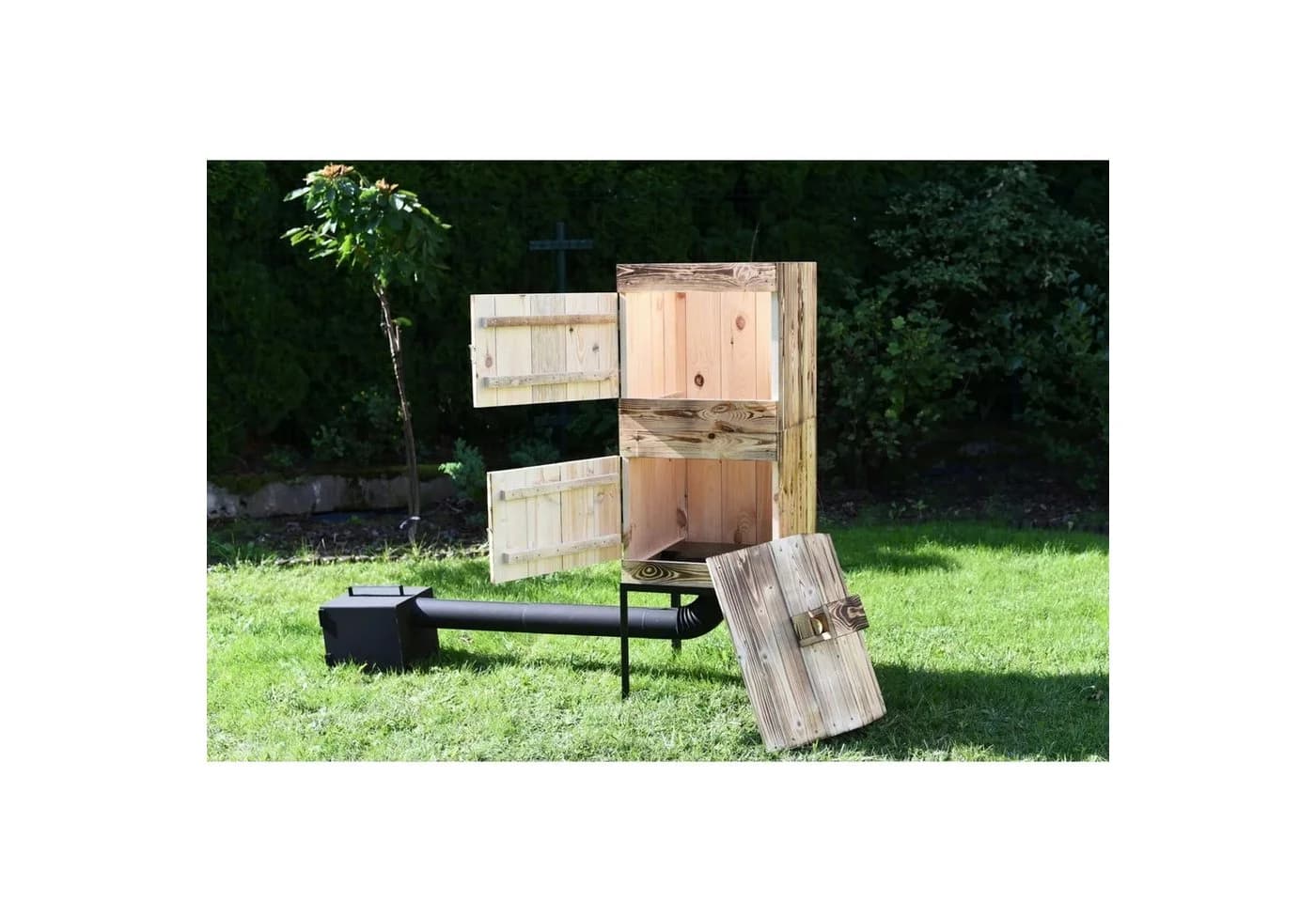 Räucherschrank aus Fichtenholz 2-Kammer mit Ofen - Bild 3