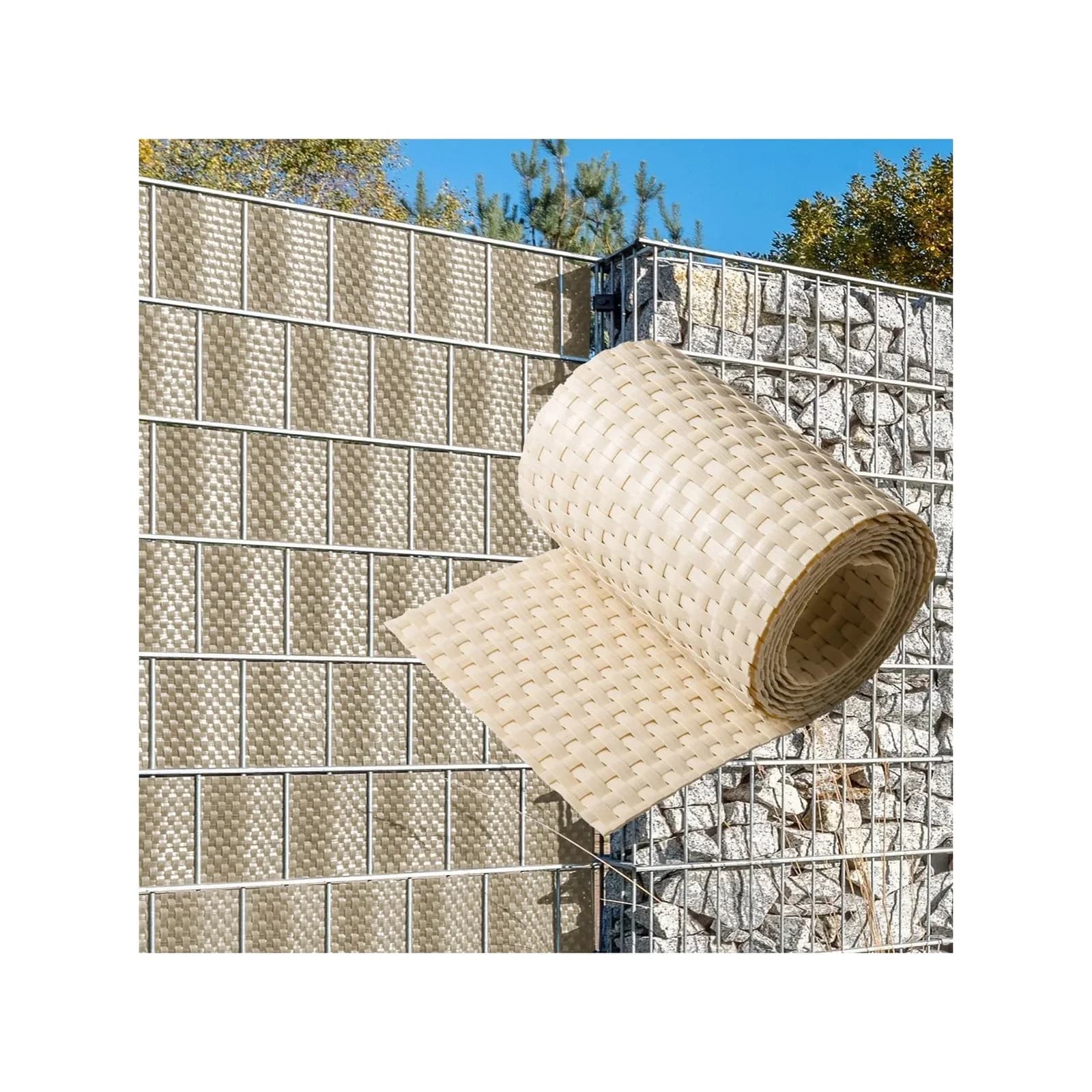 NYVI Polyrattan Sichtschutzstreifen Privafence Beige 5er Pack