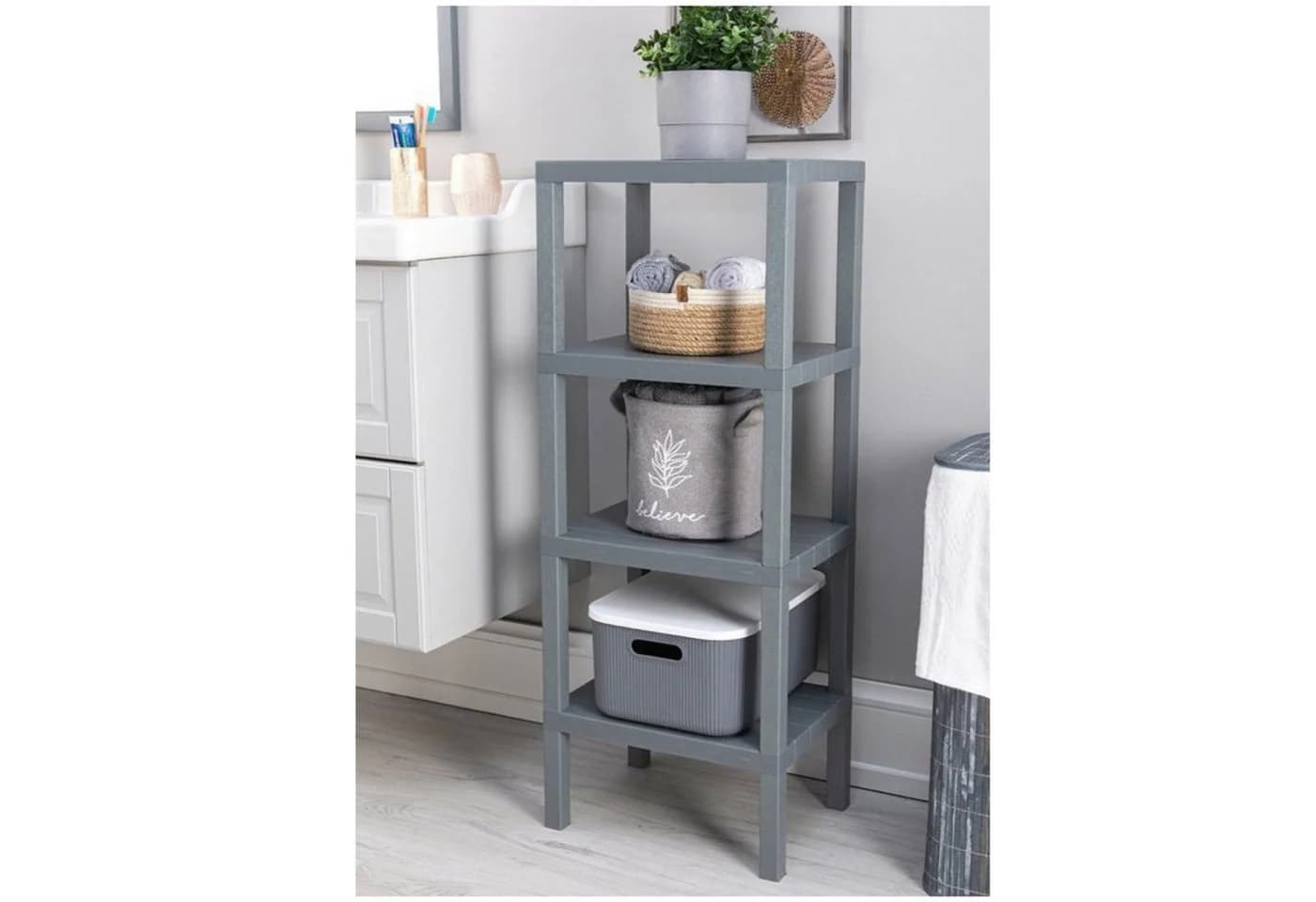 Luxury Bites Badregal Grau 4 Ablagen Kunststoff Regal - Bild 2