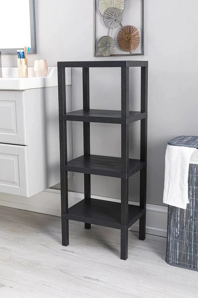 Luxury Bites Badregal Schwarz 4 Ablagen Kunststoff Regal