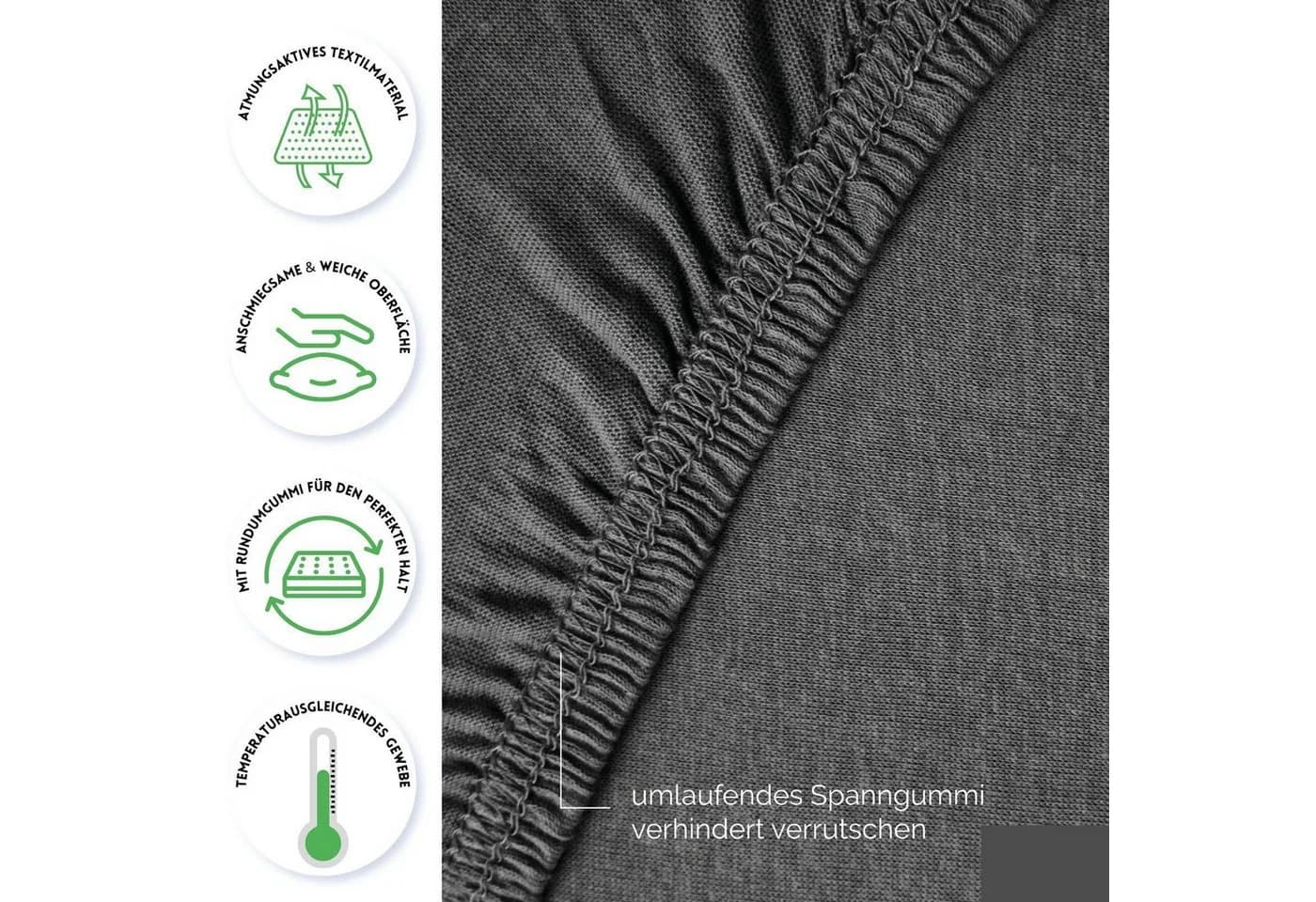 Hometex Premium Textiles Spannbettlaken Grau Mikroflausch - Bild 5
