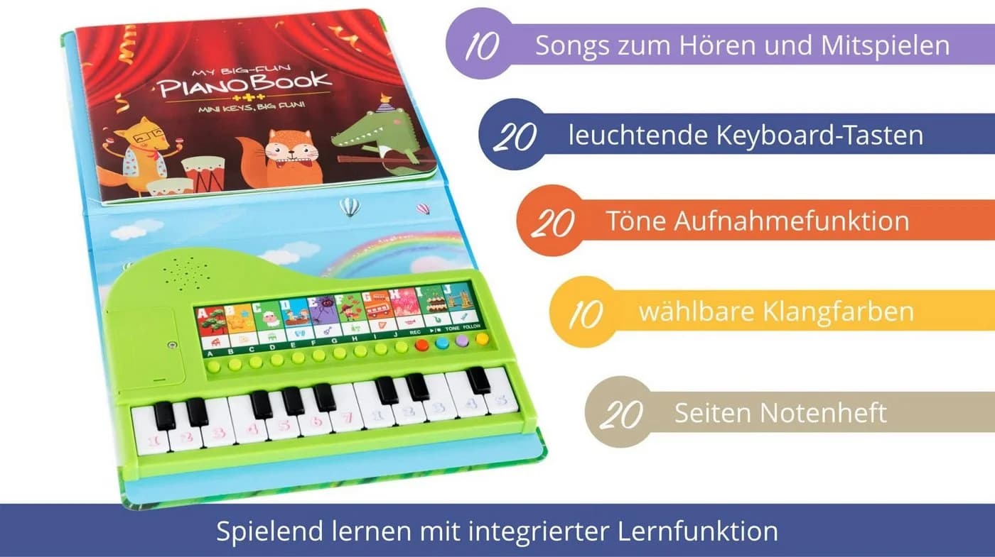 FunKey Musikbuch mit Leuchttastenkeyboard und Aufnahmefunktion - Bild 3