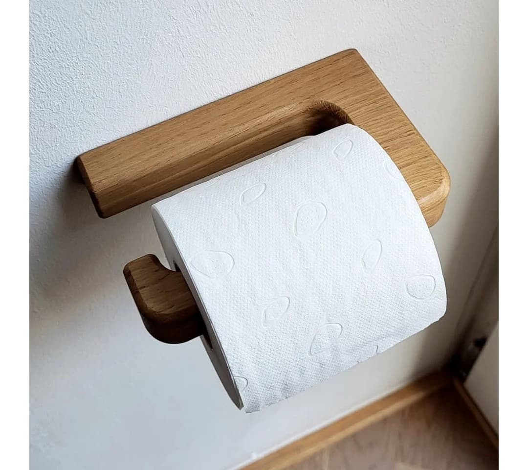 ScandiHooks Toilettenpapierhalter aus massivem Eichenholz