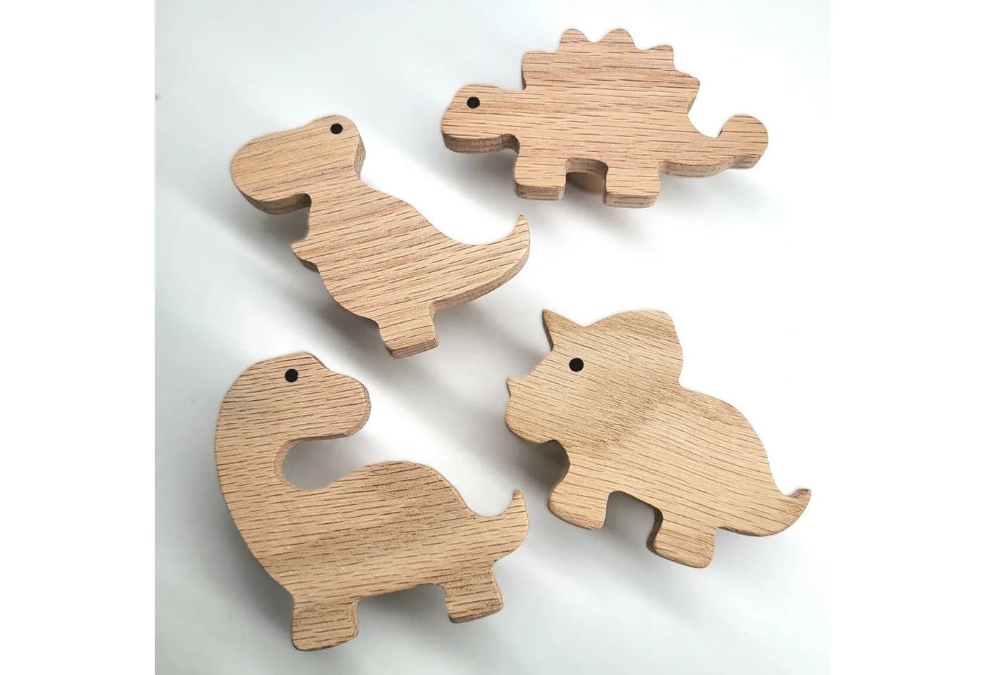 ScandiHooks Wandhaken Dinosaurier 4er Set Eichen-Massivholz - Bild 2