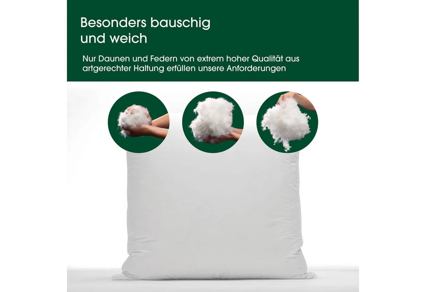 HANSKRUCHEN Daunenkissen Premium de Luxe 3-Kammer-Kissen 90% Daunen 10% Federn - Bild 4