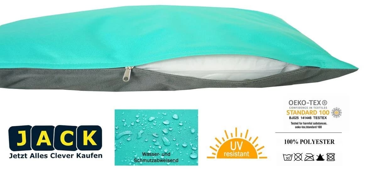 JACK Wende Dekokissen 30x50cm Outdoor Polyester Anthrazit-Aqua - Bild 3