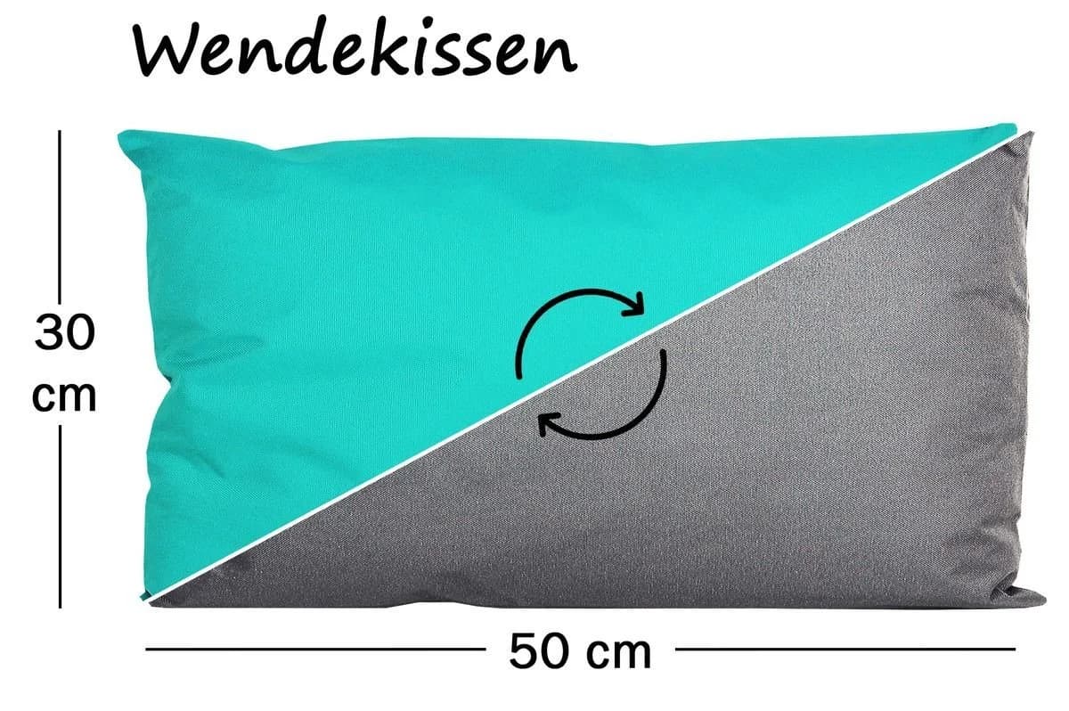 JACK Wende Dekokissen 30x50cm Outdoor Polyester Anthrazit-Aqua - Bild 5