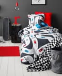 JACK Kinderbettwäsche 2-tlg. Bunt Rennwagen Motiv Baumwolle Bild 1