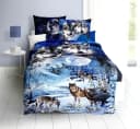 JACK Bettwäsche Mako-Satin 135x200cm Wolf-Motiv Blau Bild 1