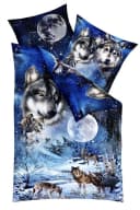 JACK Bettwäsche Mako-Satin 135x200cm Wolf-Motiv Blau Bild 2