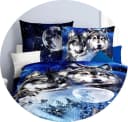 JACK Bettwäsche Mako-Satin 135x200cm Wolf-Motiv Blau Bild 3