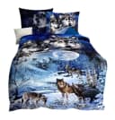 JACK Bettwäsche Mako-Satin 135x200cm Wolf-Motiv Blau Bild 5
