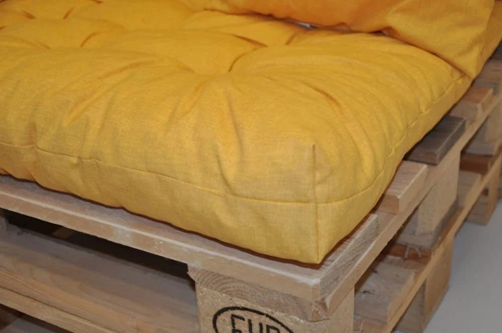 Rattani Palettenkissen Set Gelb Sitz & Rücken + 2 Zierkissen