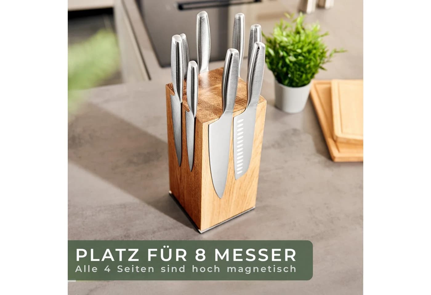 Waldwerk Magnet-Messerblock drehbar aus massivem Eichenholz - Bild 5