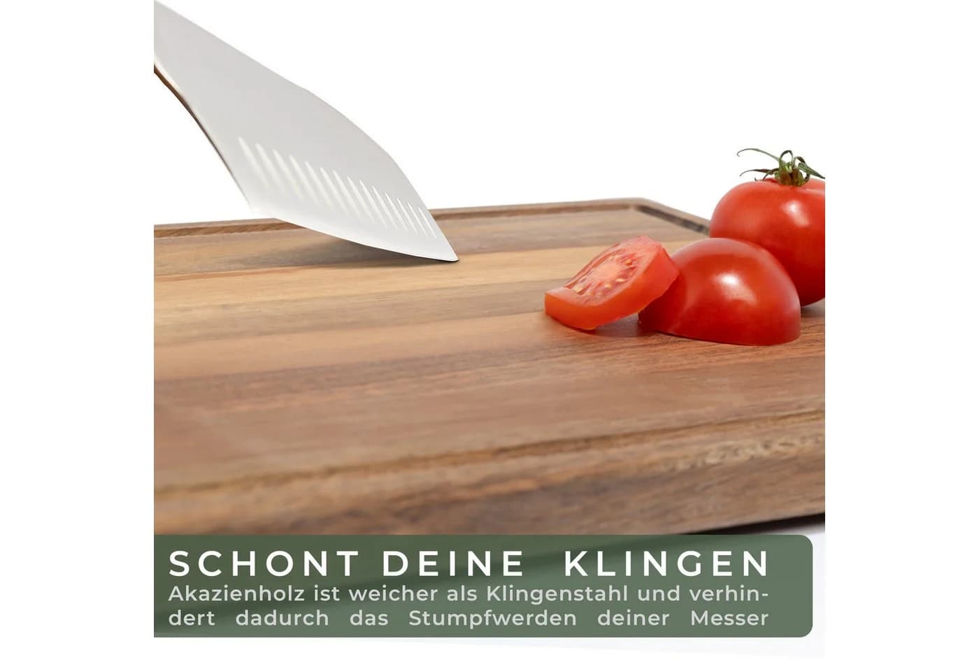 Waldwerk Schneidebrett 3er Set aus massiver Akazie mit Ständer - Bild 5