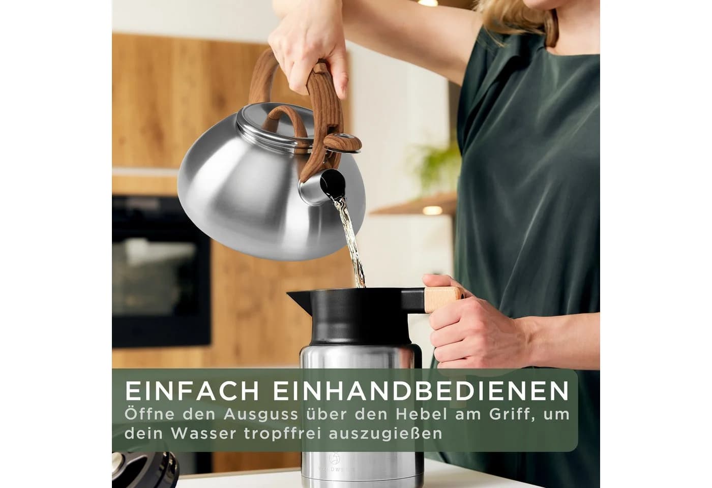 Waldwerk Wasserkessel 2,3L Edelstahl mit Pfeifton für Induktion & Gasherd - Bild 4