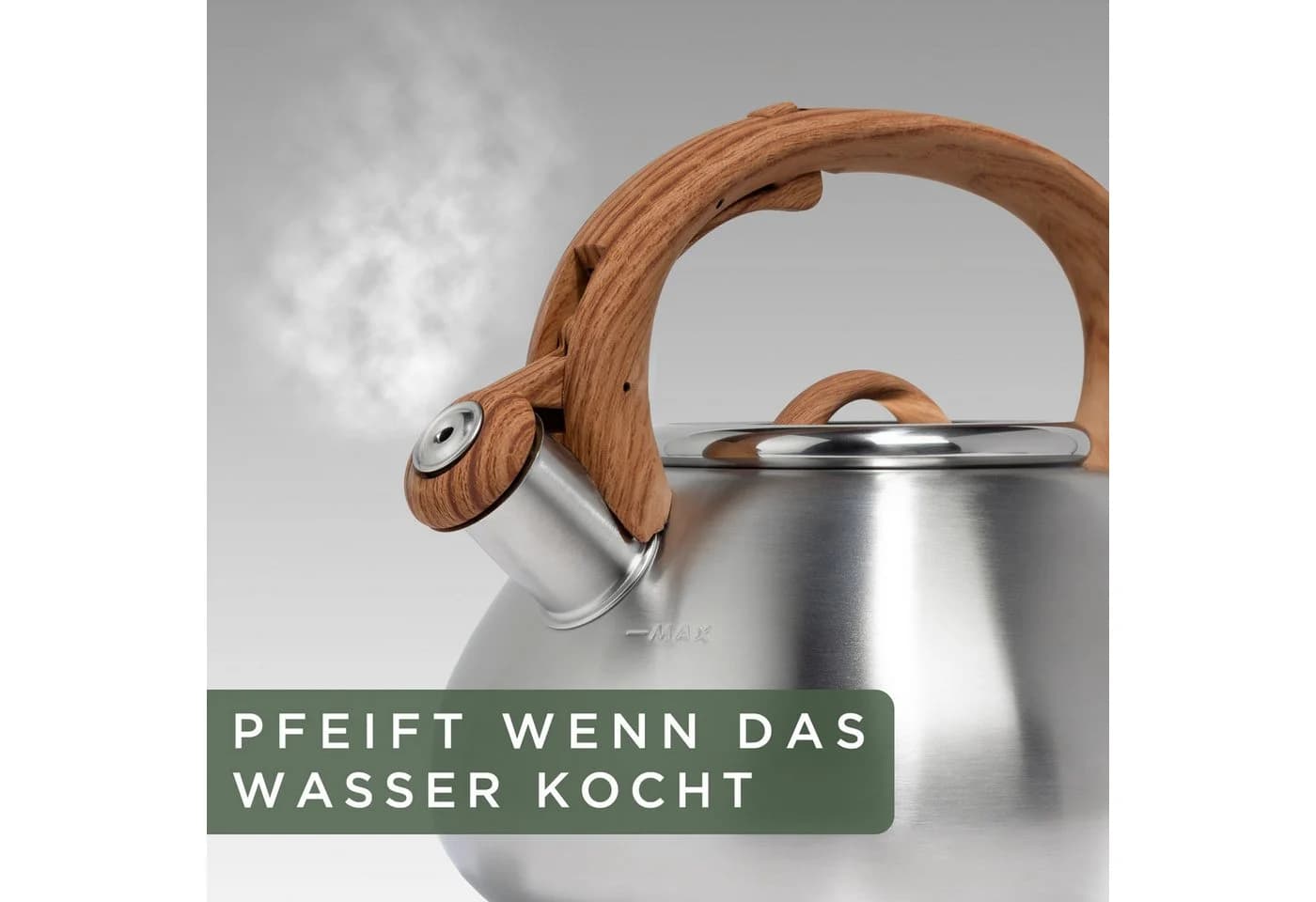 Waldwerk Wasserkessel 2,3L Edelstahl mit Pfeifton für Induktion & Gasherd - Bild 5