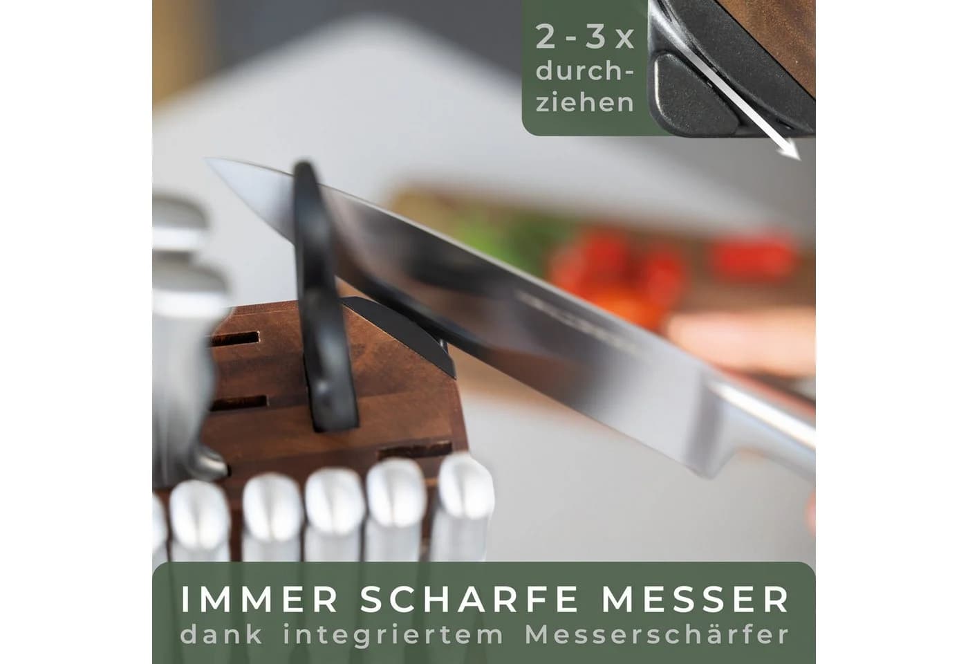 Waldwerk Messerblock 11-tlg. mit Schärfer Edelstahl Akazienholz - Bild 4
