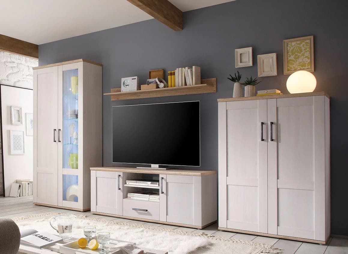 moebel-dich-auf Wohnwand ELEGANCE Landhausstil Lärche mit LED - Bild 2