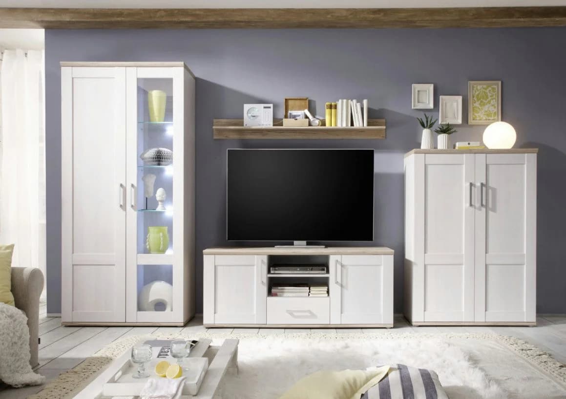 moebel-dich-auf Wohnwand ELEGANCE Landhausstil Lärche mit LED - Bild 3